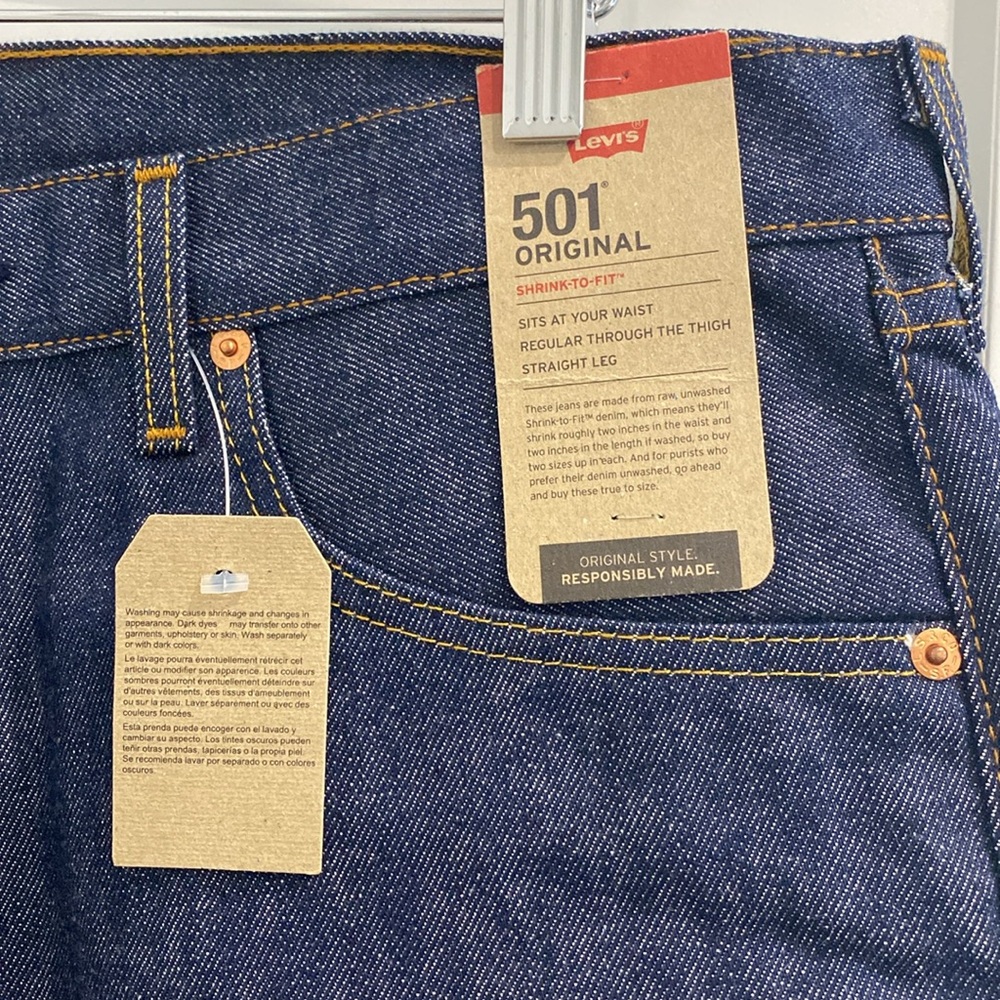 NWT SELVEDGE LEVI'S® 501® ORIGINAL SHRINK-TO-FIT™ JEANS |Size 35/36 - Picture 2 of 16